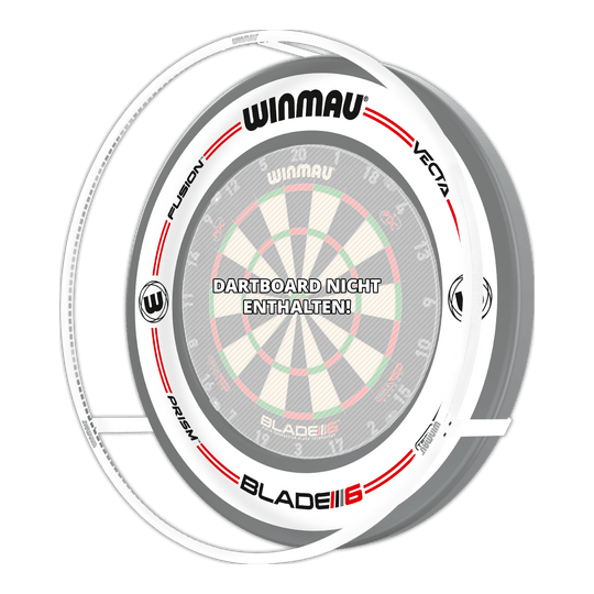 BUNDLE Winmau Plasma Ice LED Lighting and Surround Das Bild zeigt das Winmau Plasma Ice LED Beleuchtung und Surround Bundle für Dartboards. In der Mitte steht: "Dartboard nicht enthalten!"
