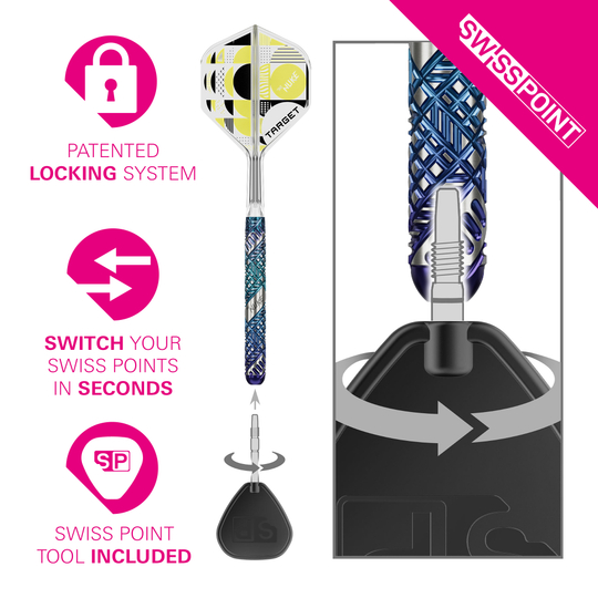 Target Luke Littler Edge Swiss Point Steel Darts Das Bild zeigt die Target Luke Littler Edge Swiss Point Steeldarts. Diese Dartpfeile eignen sich für den professionellen Einsatz.