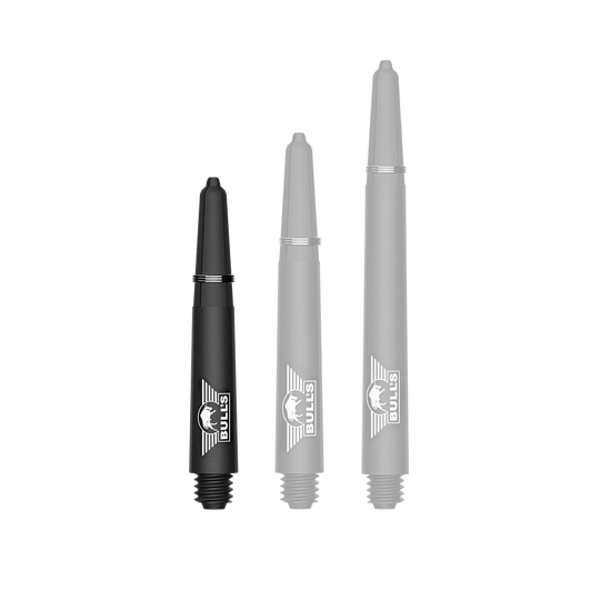 Ein Bild mit dem Dateinamen BU55340_BullsNL_Capo_Carbon_Shafts_Schwarz_Short_34mm_1. Zu sehen ist wahrscheinlich ein kurzer schwarzer Carbon-Shaft für Darts.