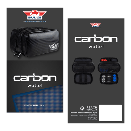 Bulls NL Carbon Wallet Auf dem Foto ist das Bulls NL Carbon Wallet zu sehen. Es handelt sich um ein hochwertiges Dart-Accessoire zur Aufbewahrung.