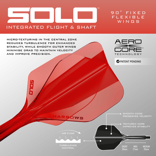Harrows Solo No6 Flight Shaft System - Red Das Foto zeigt das Harrows Solo No6 Flight-Shaft-System in Rot. Es verbindet den Flight mit dem Shaft und sorgt für festen Halt beim Dartspiel.
