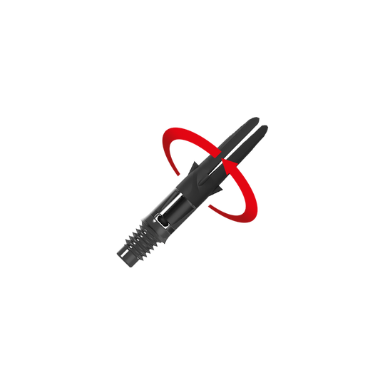 L-L-Style-Shaft Carbon Silent Straight - Black Abgebildet ist ein schwarzer L-Style Carbon Silent Straight Dart-Schaft ohne Kappen in 26mm Länge, dargestellt als Symbol. Das Bild zeigt die zweite Variante des Produkts.