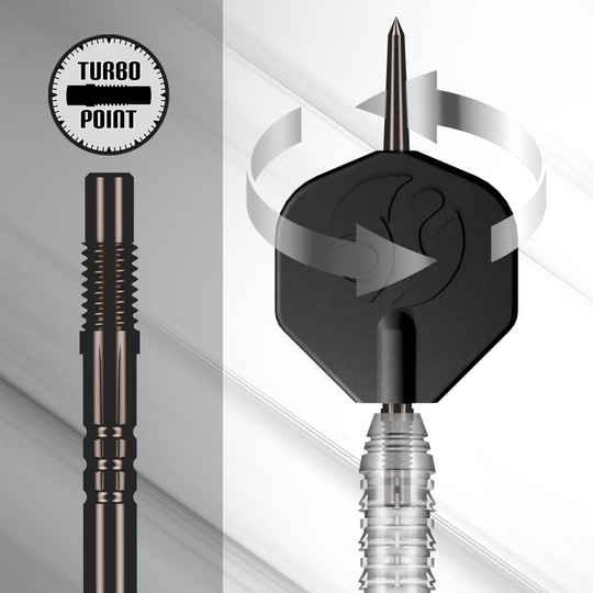 Das Foto zeigt das Shot Turbo Point Tool. Dieses Tool wird für den Wechsel und die Pflege von Dartspitzen verwendet.