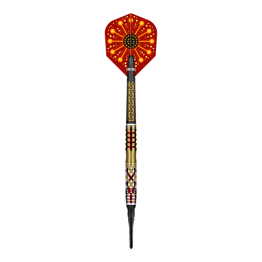 Shot Goths Alaric Soft Darts - 20g Abgebildet sind die Shot Goths Alaric Softdarts mit einem Gewicht von 20g. Die Darts sind aus nächster Nähe von der Seite zu sehen.