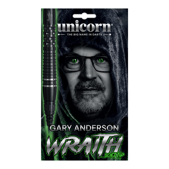 Unicorn Wraith Gary Anderson Phase 6 Softdarts mit 20g Gewicht ist auf dem Bild zu sehen. Der Softdart ist detailliert dargestellt.