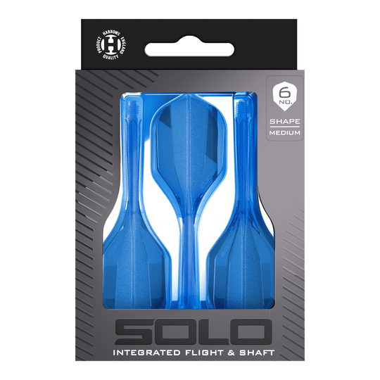 Harrows Solo No6 Flight Shaft System - Blue Zu sehen ist das Harrows Solo No6 Flight-Shaft-System in Blau. Das Produkt wird aus einer bestimmten Perspektive gezeigt.