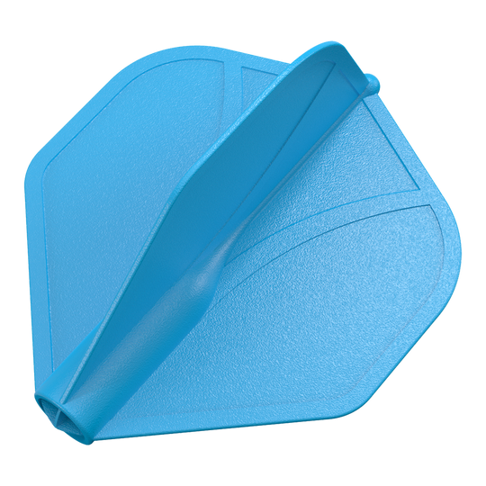 Das Bild zeigt ein blaues Dartflügel-Set mit strukturierter Oberfläche. Die Flügel sind in einer aerodynamischen Form modelliert.