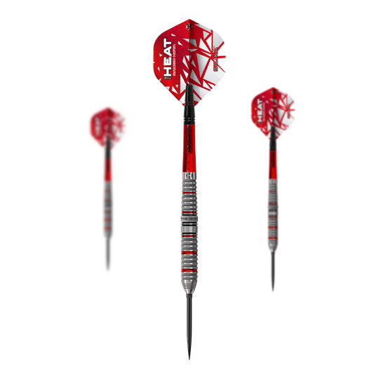 Harrow's Damon Heta Series 4 Quick Point steel darts Das Bild zeigt das Set Harrows Damon Heta Series 4 Quick Point Steeldarts. Es eignet sich ideal für ambitionierte Dartspieler und Profis.