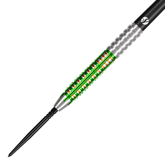 Shot Pro Series Willie O'Connor Turbo Point Steeldarts Zu sehen ist ein Set Shot Pro Series Willie O'Connor MatchDart Steeldarts. Die Darts liegen nebeneinander.