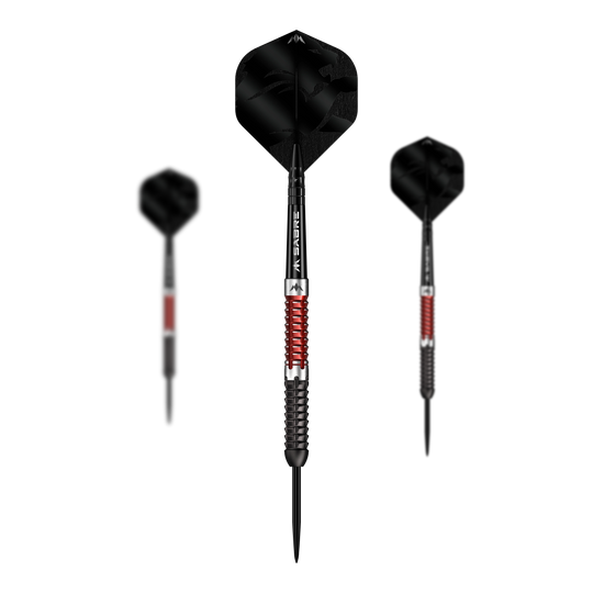 Mission Llew Bevan Black Red Electro Steel Darts - 23g Mission Llew Bevan Black Red Electro Steeldarts - 23g. Set aus schwarzen und roten Steeldarts mit 23 Gramm.