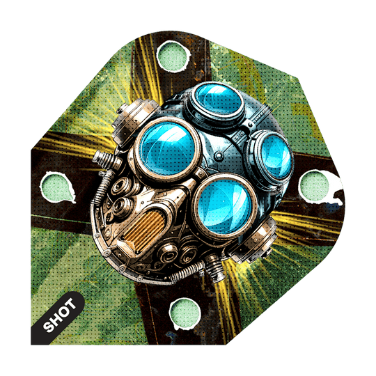 Dies ist ein Bild von Shot Badlands Krush No6 Flights. Das Produkt zeigt Dart-Flights in einem ansprechenden Design.