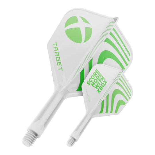Target Xbox K-Flex No6 Flights - White Ein Produktbild mit dem Dateinamen 410613_Target_Xbox_KFlex_No6_Flights_19mm_1. Das Bild zeigt vermutlich ein Dartzubehör.