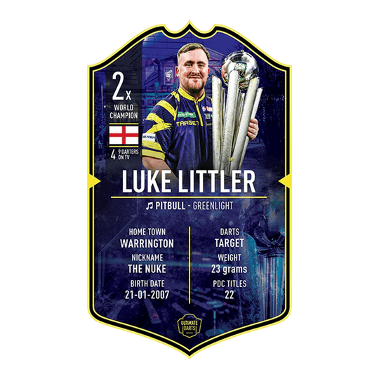 Ultimate Darts Card - Luke Littler World Champion 2026 Dies ist die Ultimate Darts Card – Luke Littler World Champion 2026. Zu sehen ist die Sammelkarte von Luke Littler als Weltmeister.