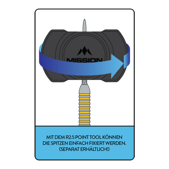 Mission R2.5 Rapid Point Tool Hier ist das Mission R2.5 Rapid Point Tool abgebildet. Es unterstützt den Spieler beim Wechseln der Dartspitzen.