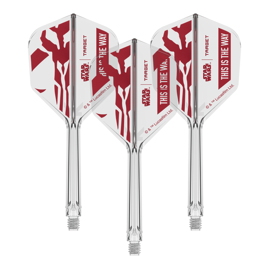 Target Star Wars K-Flex Set Mandalorian No6 Flights Zu sehen ist '410625_Target_StarWars_K-Flex_ThisIsTheWay_No6_Flights_33mm_2b'. Es handelt sich vermutlich um weitere 'This Is The Way' Dart-Flights.