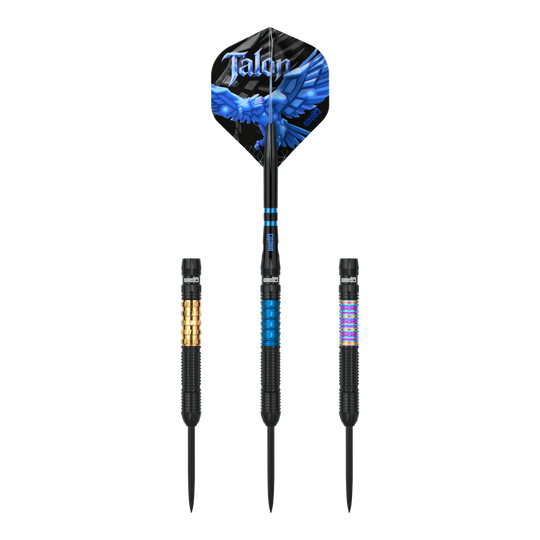One80 Talon T1 steel darts Dieses Bild zeigt die One80 Talon Steeldarts. Die Darts sind für anspruchsvolle Spieler geeignet.