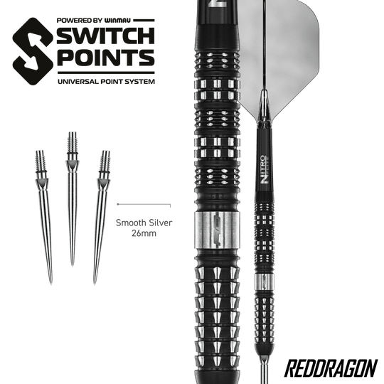 Red Dragon Recon Parallel Steeldarts Auf dem Bild sind die Red Dragon Recon Parallel Steeldarts zu sehen. Die Darts haben ein paralleles Barrel-Design für gleichmäßigen Griff.