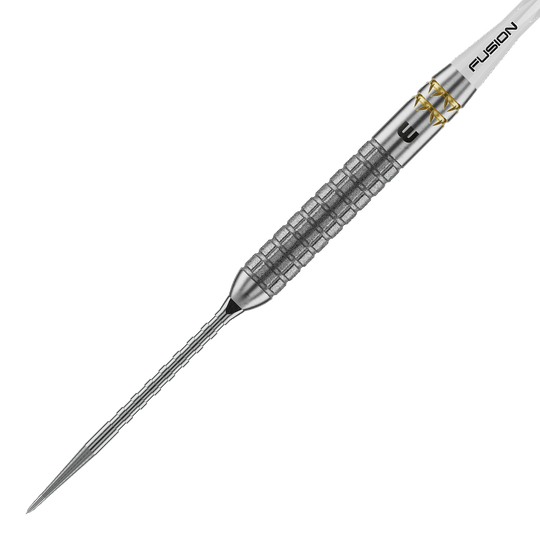 Winmau Gian Van Veen W-MAX Switch Point steel darts Winmau Gian Van Veen W-MAX Switch Point Steeldarts werden aus einer anderen Perspektive gezeigt. Die Darts liegen auf einer weißen Fläche.