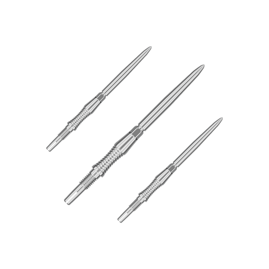 Abgebildet sind Dartspitzen mit der Bezeichnung '340301_Target_Swiss_Point_Dartspitzen_Signature_RST_Silber_35mm_1Set'. Das Bild zeigt silberne Dartspitzen in einem Set.