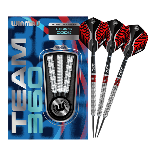 Winmau Team 360 Lewis Cook Steel Darts - 23g Hier sehen Sie Winmau Team 360 Lewis Cook Steeldarts - 23g. Das Produkt wird in seiner vollständigen Länge präsentiert.