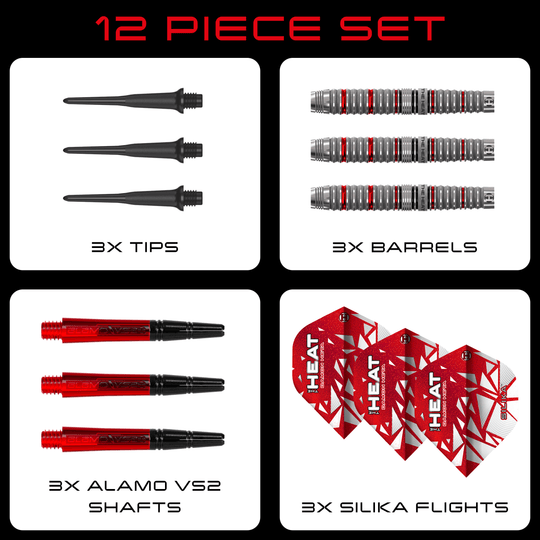 Harrow's Damon Heta Series 4 soft darts Zu sehen sind Harrows Damon Heta Series 4 Softdarts. Dieses Produkt ist speziell für den Softdart-Sport entwickelt.