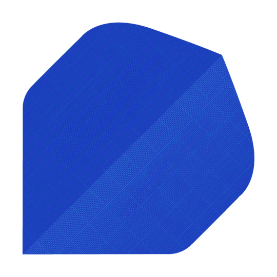 Nylon Fabric Flights - Standard - BLUE Das Bild zeigt ein blaues Stück Nylon-Stoff in der Form eines Dart-Flights. Die Oberfläche hat eine feine, strukturierte Musterung.