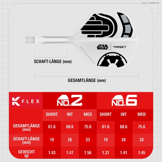 Target Star Wars K-Flex Stormtrooper No2 Standard Flights Target Star Wars K-Flex Stormtrooper No6 Flights Hochwertige Dart-Flights mit Stormtrooper-Design. Perfekt für Star Wars Fans und Dartsportler.