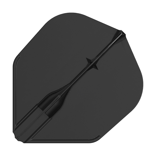 L-L-Style3EZ Flights Das Bild zeigt ein schwarzes Dart-Flight in Standardform. Es hat ein schlichtes, einfarbiges Design ohne weitere Muster.