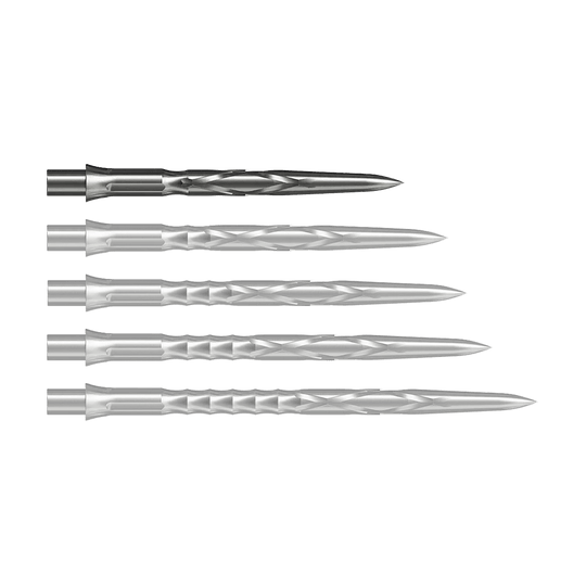 Caliburn System steel dart tips - HAN G2 - Silver Abgebildet ist eine silberne Steeldartspitze vom Typ Caliburn Evo System HAN G2 in 28 mm Länge. Sie eignet sich für den Einsatz bei Steeldarts.