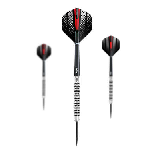 Red Dragon Flightmaster Fury 2 steel darts - 25g Dieses Bild zeigt die Red Dragon Flightmaster Fury 2 Steeldarts mit 25g Gewicht. Die Steeldarts sind ideal für präzises Dartspiel geeignet.