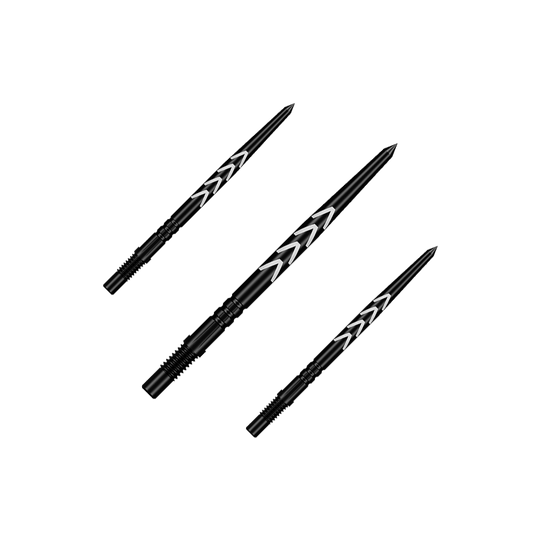 Shot Turbo Points Dart Tips Michael Smith - Black Das Bild zeigt ein Set mit mehreren schwarzen Dartspitzen. Diese Spitzen sind für Steeldarts geeignet.