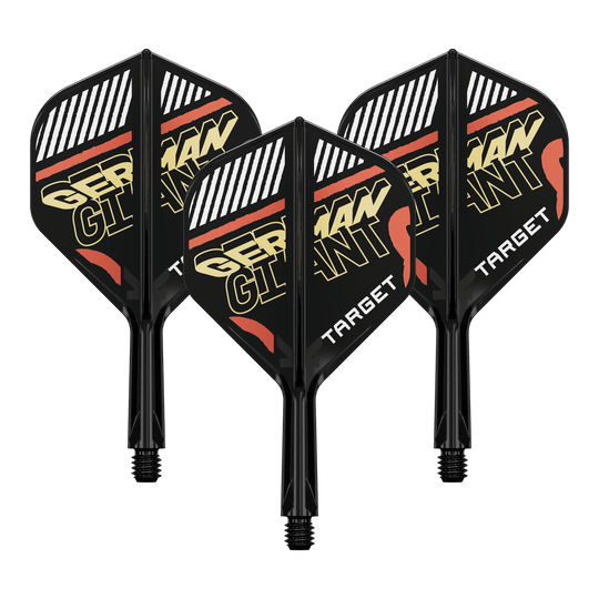 Das Bild zeigt ein Flight-Shaft-System für Darts. Es handelt sich um ein Zubehör für professionelle Dartspieler.