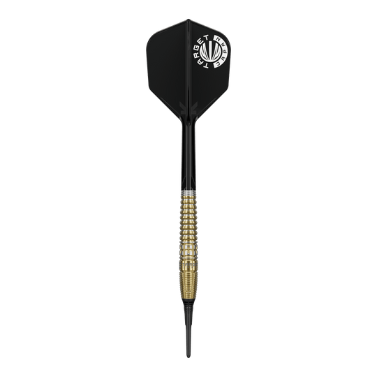 Die Abbildung zeigt die Target Japan Prime Series Harith Lim HotShot GEN3 Softdarts mit einem Gewicht von 18g. Das Produkt ist modern gestaltet und ideal für Dartspieler.