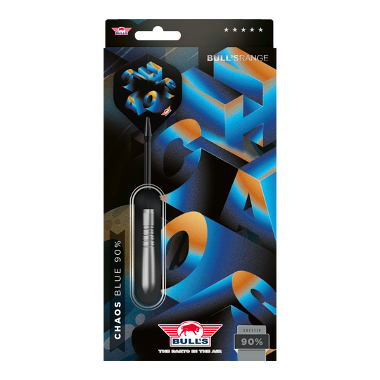 Bulls NL Chaos Blue Soft Darts - 19g Hier sind Bulls NL Chaos Blue Softdarts - 19g abgebildet. Das Design hebt die blaue Farbe und die schlanke Form der Darts hervor.