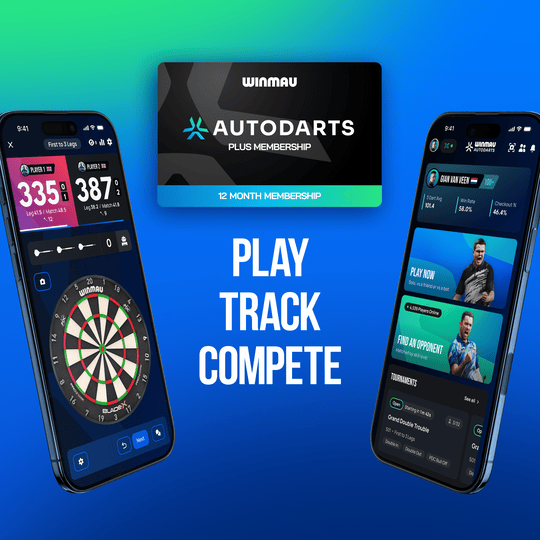 Winmau Autodarts Device Stand & 12 Months Membership Bundle Abgebildet ist das Winmau Device Stand & 12 Monate Membership Bundle. Das Set umfasst einen Ständer und eine 12-monatige Mitgliedschaft für Dartspieler.
