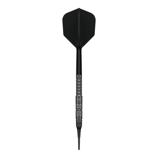 Target Black Marque Creed Soft Darts - 21.5g Abbildung der Target Black Marque Creed Softdarts mit einem Gewicht von 21,5g. Die Besonderheiten der Darts sind gut erkennbar.