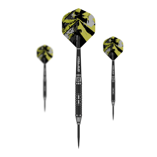GOAT Dumbbell Steel Darts Auf dem Foto ist das Set GOAT Dumbbell Steeldarts zu sehen. Das Set enthält mehrere Steeldarts.