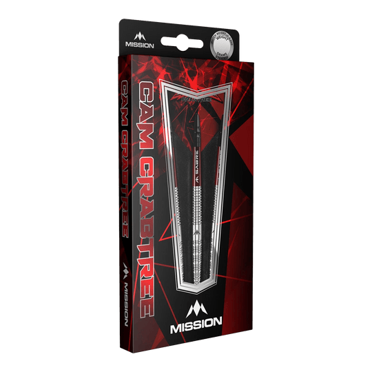 Mission Cam Crabtree Natural Steel Darts Das Bild zeigt die Mission Cam Crabtree Natural Steeldarts. Diese Darts sind robust und für präzises Werfen geeignet.