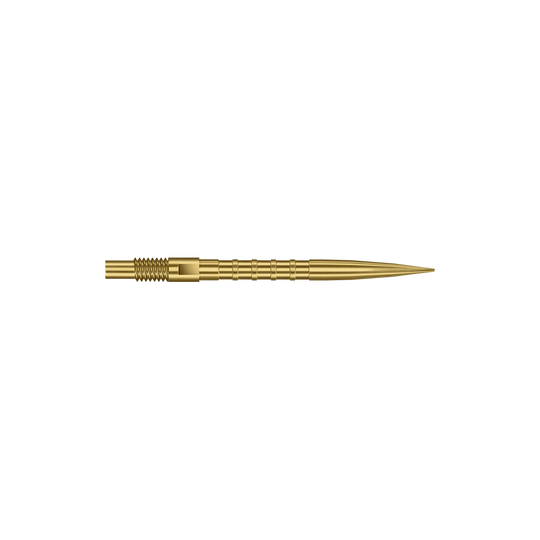 Harrows Quick Point Heavy Metal Dart Tips - Gold Diese Abbildung zeigt goldene Dartspitzen mit Heavy Metal Grip, 26 mm. Die Spitzen sind besonders für präzises Darten geeignet.