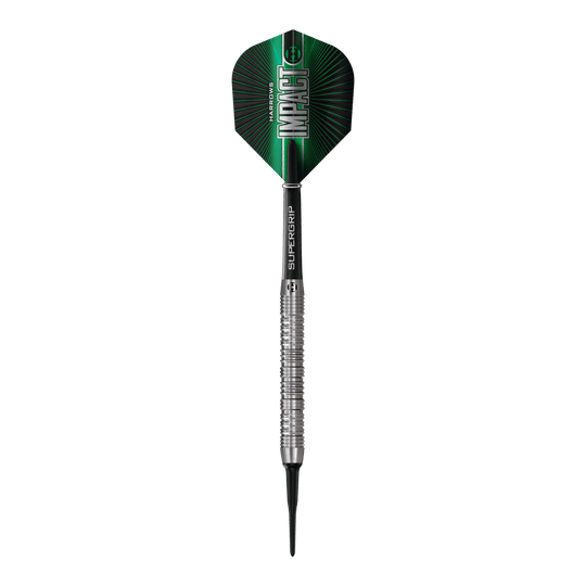 Harrows Impact Soft Darts Harrows Impact Softdarts sind auf diesem Bild abgebildet. Die Softdarts sind in Nahaufnahme zu sehen.