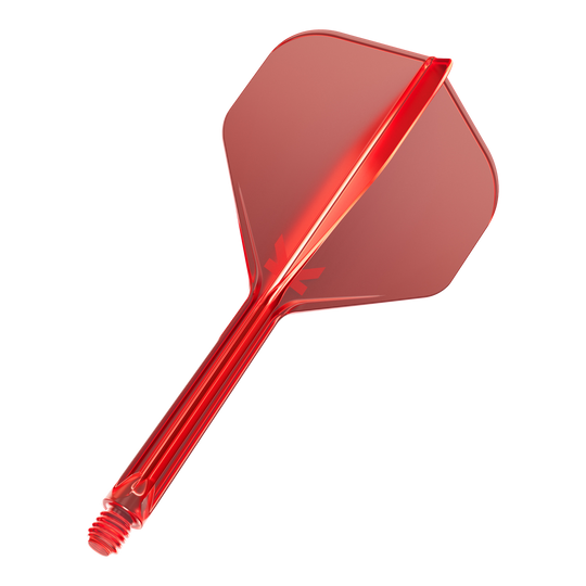 Target K-Flex No2 Standard Flight System - Red Dies ist ein rotes Dart-Flügel-Set mit einem integrierten Schaft. Es hat ein einfaches, durchsichtiges Design und ist für den Einsatz bei Darts geeignet.
