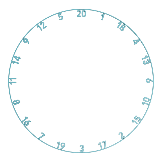 Precise 180 OnePiece Lasercut Number Ring Das Bild zeigt einen Zahlenring in Infinity Blue mit Lasercut-Design. Der Zahlenring ist für Dartscheiben gedacht.