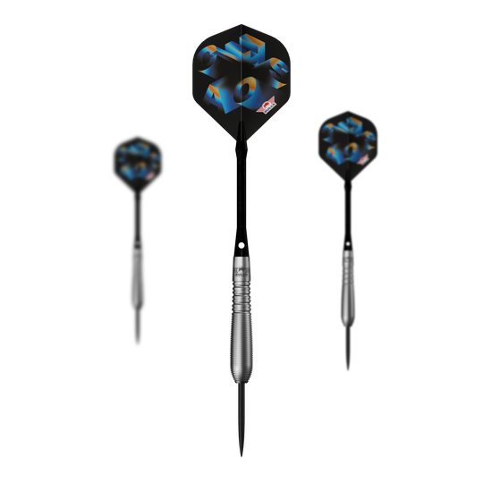 Bulls NL Chaos Blue Steel Darts - 23g Das Bild zeigt ein Set der Bulls NL Chaos Blue Steeldarts - 23g. Das Set besteht aus mehreren blauen Steeldarts.