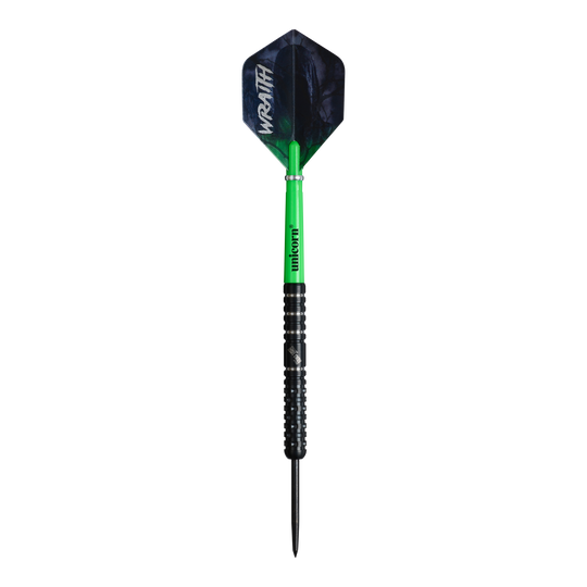 Unicorn Wraith Callan Rydz Steel Darts - 23g Unicorn Wraith Callan Rydz Steeldarts - 23g werden gezeigt. Das Bild stellt das Design und die Details dieses Darts dar.