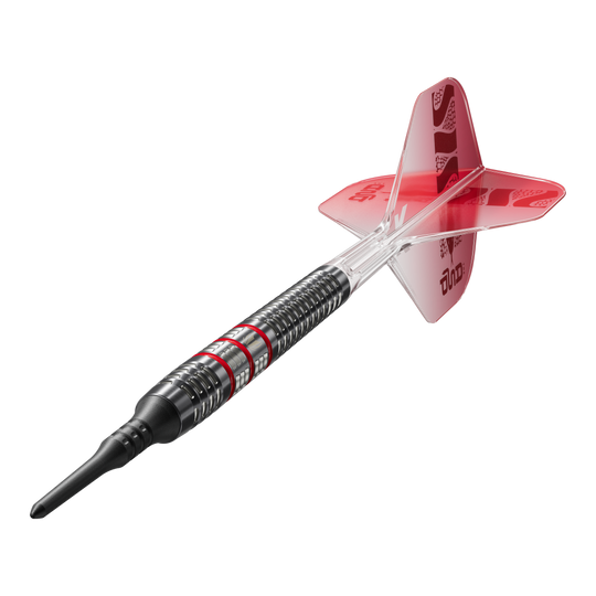 Target Nathan Aspinall 95K Soft Darts - 18g Das Bild zeigt die Target Nathan Aspinall 95K Softdarts mit einem Gewicht von 18g. Die Darts sind besonders für Fans und Spieler des bekannten Dartprofis Nathan Aspinall interessant.