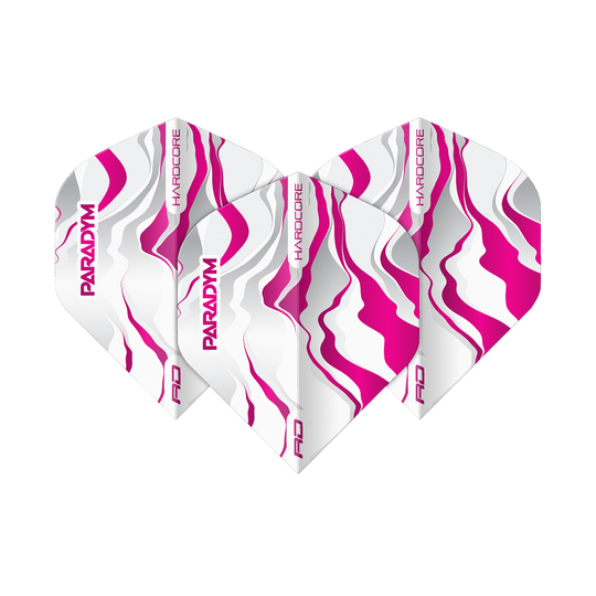 Red Dragon Hardcore Premium Paradym Pink Premium No2 Standard Flights Das Bild zeigt ein Set Red Dragon Hardcore Premium Paradym Pink Premium No2 Standard Flights. Diese Flights bieten hervorragende Flugeigenschaften und eine hochwertige Verarbeitung.