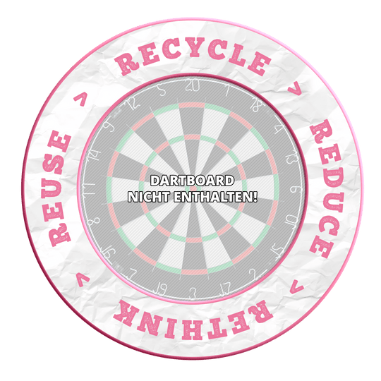 McDart Recycle Reduce Rethink Reuse Dartboard Surround Das Bild zeigt ein Produkt mit dem Dateinamen MSF-C10_McDart_Recyle_Reuse_Reduce_Rethink_Surround_Rosa_3. Auf dem Bild ist kein Produktname angegeben.