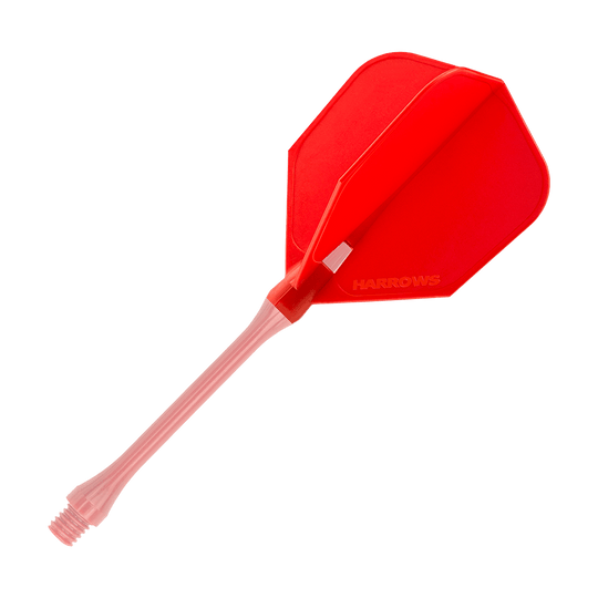 HRC-130_Harrows_Clic_Standard_Flight_Red_2 Das Bild zeigt ein rotes Dartflug-Set mit der Aufschrift "Harrows". Es handelt sich um das Produkt "Harrows Clic Standard Flights - Red".