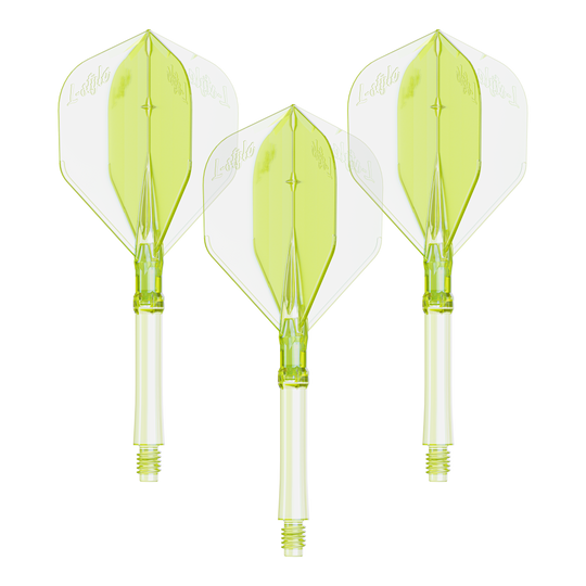 L-Style L-Sytem Flights - Neon Yellow Das Foto zeigt ein Set Dart Flights in Neon-Gelb, große Größe. Die Flights sind für das L-Style L-System geeignet.