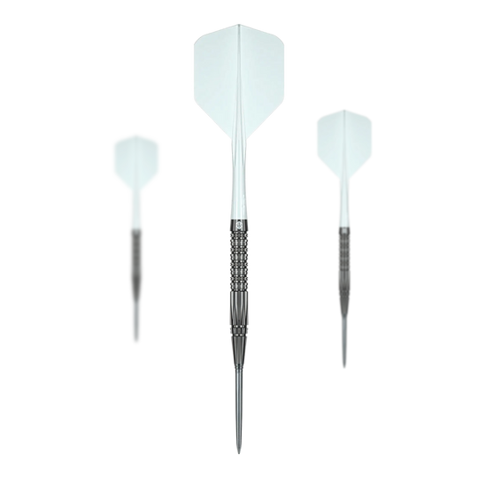 Caliburn Prisma P2 steel darts - 20.5g Dieses Bild zeigt das Set der Caliburn Prisma P2 Steeldarts mit einem Gewicht von 20,5g. Die Steeldarts sind für das Dartspiel geeignet.